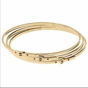 Michael Kors Buckle Detail Thin Bangle Set